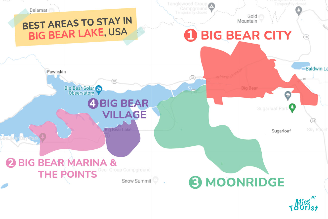 Map of best places to stay Big Bear Lake